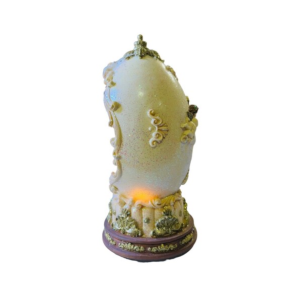 Vintage Angel Lighted Figurine Egg Shape Gold Edged Large Apex Collection - Picture 5 of 15